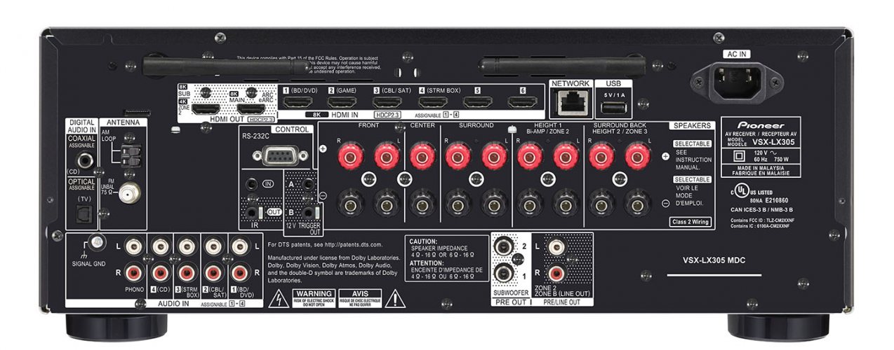 Задняя панель Pioneer VSX-LX305